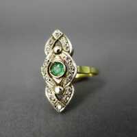 Prächtiger Damen Art Deco Ring in Gold mit Smaragd und...