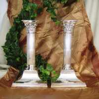 Antique silver plated column candlesticks Marks & Co...