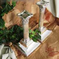 Antike Säulen Leuchter versilbert Paar Marks & Co Sheffield Jugendstil England