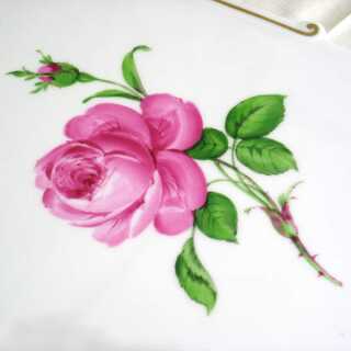 Jugendstil Brettchen Porzellan Meissen Motiv pinke Rose handbemalt 1 Wahl