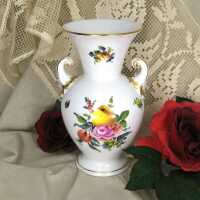 Vintage Herend porcelain vase with flower decor hand...