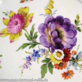 Meissen Porzellan Teller Korbrand Blumen