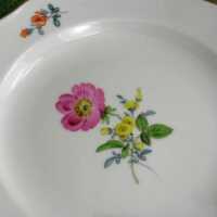 Antique porcelain plate Meissen  pink dog rose...