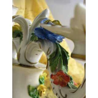 Vintage Leuchter Porzellan reiches Blumendekor Potschappel Dresden Handarbeit