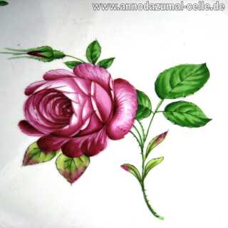  Big porcelain tray with pink rose Thuringia