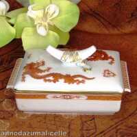 Porcelain cigarette box red ming dragon Meissen