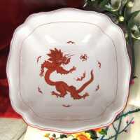 Vintage big porcelain bowl red Ming Dragon pattern...