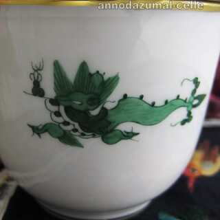 Porcelain sugar bowl green dragon Meissen