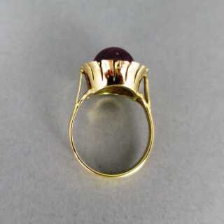 Ladies Gold Ring with Large Ruby Cabochon Star Ruby