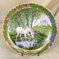 Vintace collectors porcelain plates with unicorn motifs...