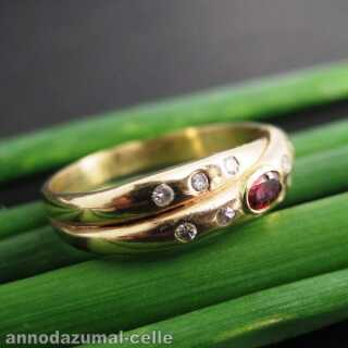 Band ring with ruby and diamonds