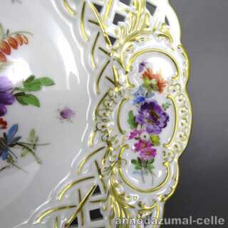 Porcelain plate flowers open worked Meissen