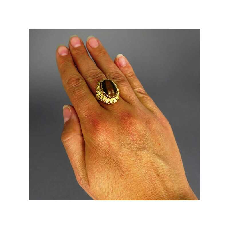 Details about   Large Adjustable Tibetan Oval Tiger Eye Gemstone Weaving Dotted Amulet Ring 