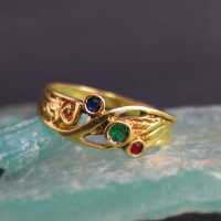 Gold and precious stone ring