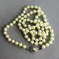 Long Art Deco akkoya pearl necklace with beautiful white...