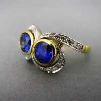 Precious toi-et-moi ring with sapphires and diamonds in...