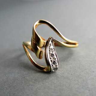 Delicate and elegant ladys  gold ring with diamonds