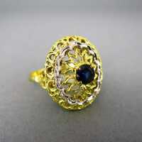Wonderful open worked filigree ladys ring in gold with...