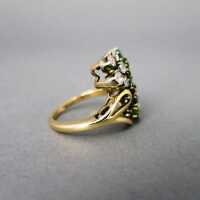 Prächtiger Damen Ring mit Smaragden und Brillanten im floralen Design