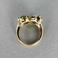 Prächtiger Damen Ring mit Smaragden und Brillanten im floralen Design