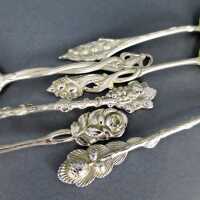 6 Jugendstil Moccalöffel mit floralen Motiven in 800/- Silber