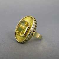 Unique handmade german modernist gold ring with huge...