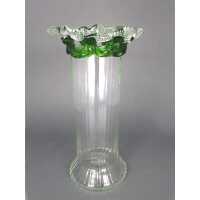 Mouth-blown Art Nouveau glass vase optically ribbed around 1920