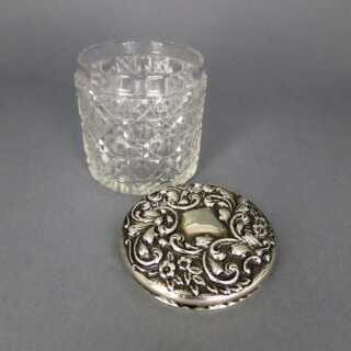 Dose Kristallglas mit Silberdeckel London 1904