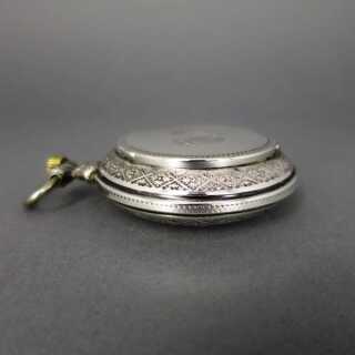 Pocket watch-shaped silver pill box
