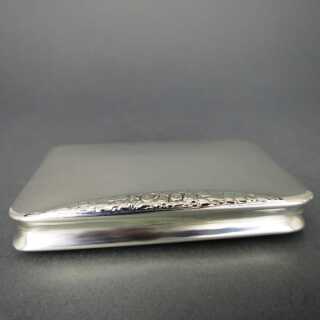 Rectangular silver pill box with rose relief