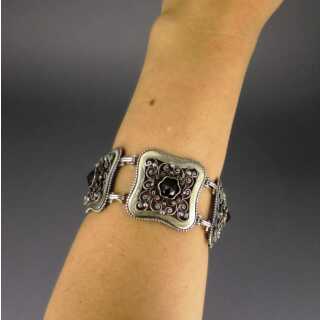 Antikes Silber Armband mit Granatsteinen in Silber vergoldet aus Salzburg
