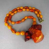 Necklace with genuine amber stones