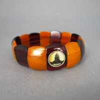 Stretch bracelet with amber and bakelite Art Deco tourist souvenir