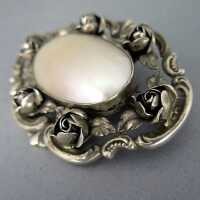 Antique german Jugenstil Mabé pearl silve brooch with...
