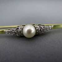 Antikschmuck für Damen und Herren - Annodazumal Antikschmuck: Art Deco Stabbrosche mit Perle und Diamanten kaufen