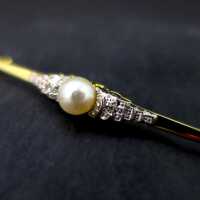 Schöne Art Deco Stabbrosche mit Perle und Diamanten für Damen und Herren