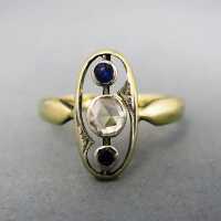 Gorgeous edwardian gold ring with rose cut diamond and...