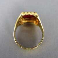 Prächtiger Männer Freimaurer Ring in Gold mit Goldrubinglas etwa 1930 vintage