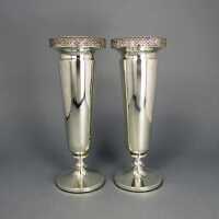 Art Nouveau silver vases pair Sheffield 1912