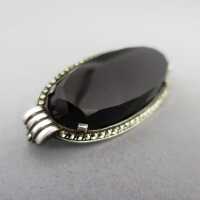 Art Deco silver and huge onyx brooch