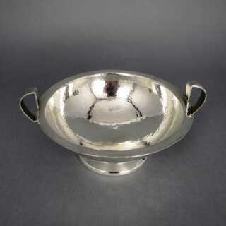 Small footed sterling silver bowl with hammered decor