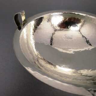 Small footed sterling silver bowl with hammered decor