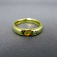Klassischer Damen Ring mit Zitrin und Brillant in Gelbgold vintage Schmuck