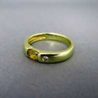 Ladys gold band ring with citrine and diamond vintage...