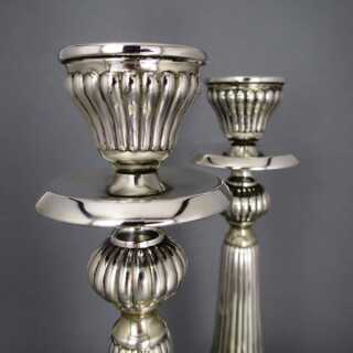 Two beautiful ribbed silver candle holders