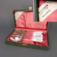 Antique silver tea spoons Wilkens Bremen Box