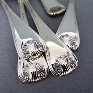 6 mocha spoons with shell decor 800 silver
