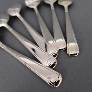 6 silver mocha spoons Art Deco pattern Italy