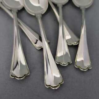 Set of 6 silver mocha spoons trefoil pattern