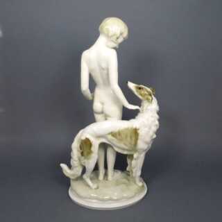 Girl with greyhound porcelain Hutschenreuther